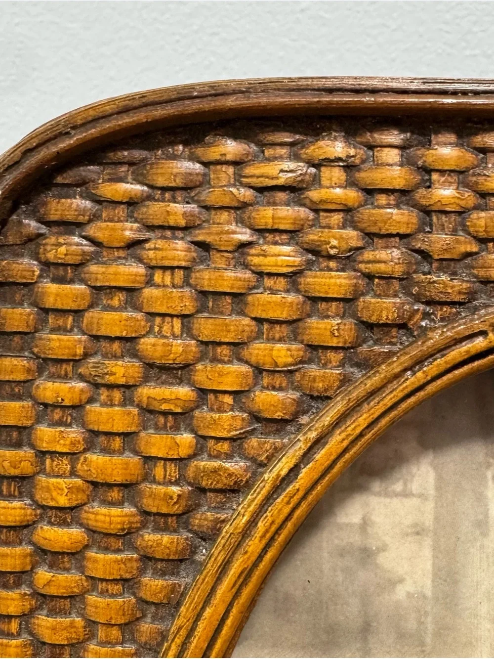Vintage Woven Wicker and Rattan Picture Frame